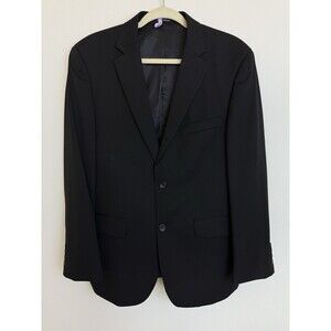 Pronto Uomo Platinum Men’s 2 Piece Suit 40R 32/30 Solid Black 100% Wool